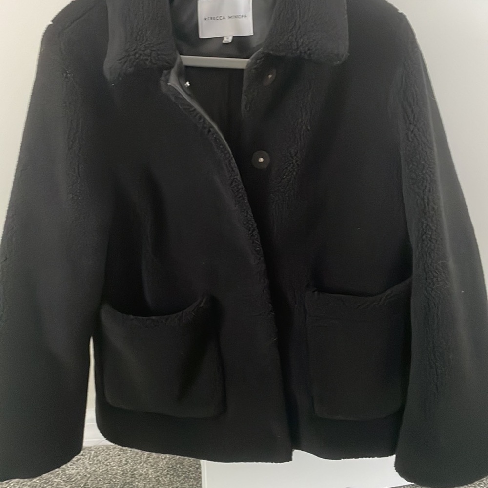 Rebecca Minkoff Black Sherpa Jacket XL worn once